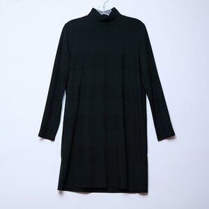 A.P.C. Mock Neck Long Sleeve Shirt Dress Tunic Soft Ribbed Top Black Large